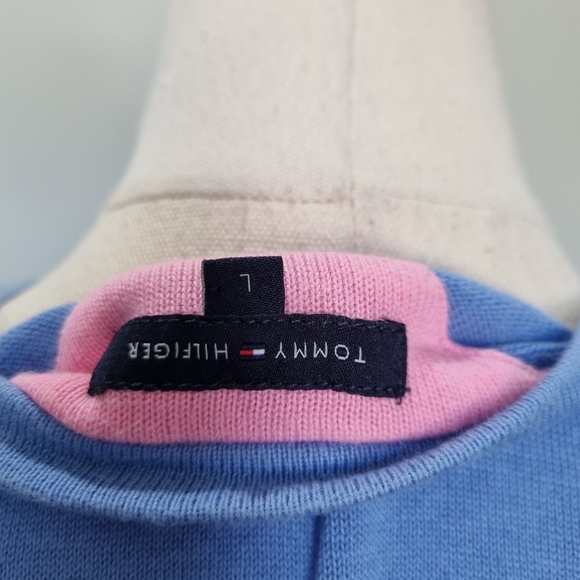 Tommy Hilfiger Blue & Pink Argyle V-Neck Cotton Knit Jumper Size L - Picture 7 of 8